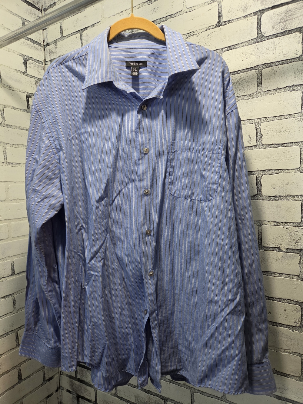 Van Heusen Light Blue Pinstripe Men's Dress Shirt